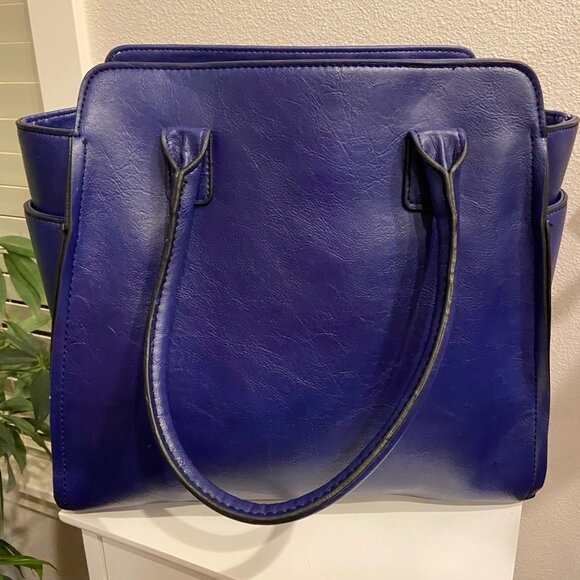 London Fog Royal Blue Structured Tote Bag - Picture 3 of 10